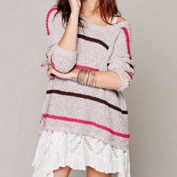 Free People Sweaters - Free People Sweater Greenwich Village Stripe Pullover Oversized Pocket